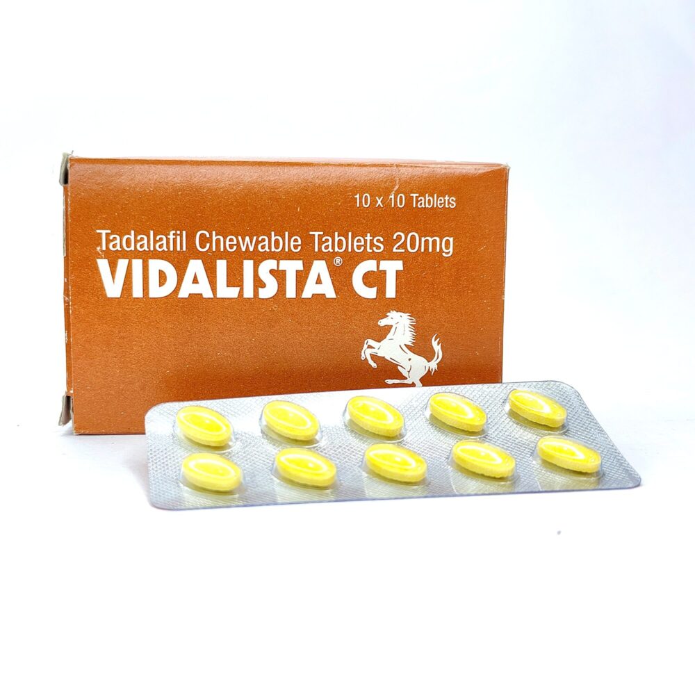 Vidalista CT 20 mg (Tadalafil Chewable Tablets) 1 Vidalista CT 20 mg - Authentic Tadalafil Chewable Tablets for Rapid Absorption.