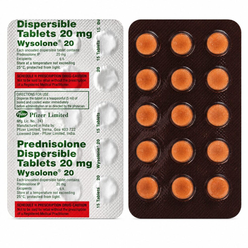 Wysolone 20 mg (Prednisolone) 1 Wysolone 20 mg (Prednisolone) strips
