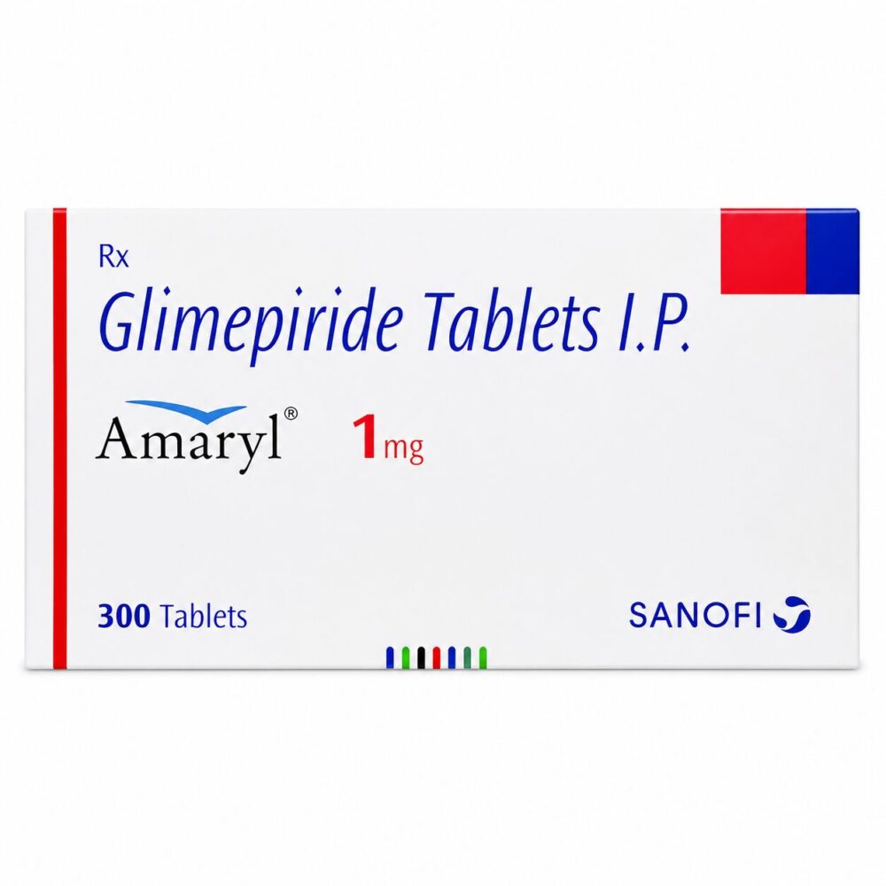 Amaryl 1 mg (Glimepiride Tablet) 2 Amaryl 1mg Tablet (Glimepiride) front box