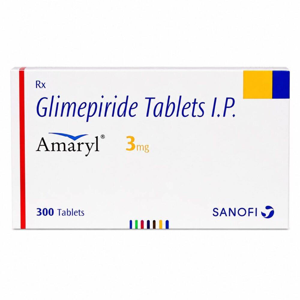 Amaryl 3 mg (Glimepiride Tablet) 2 Amaryl 3mg Tablet (Glimepiride) front box