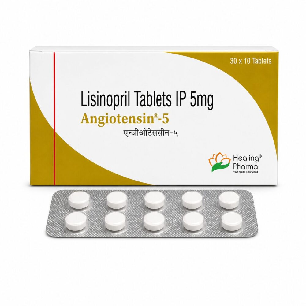 Angiotensin 5 mg (Lisinopril) 1 Angiotensin 5 mg (Lisinopril) front box with strip