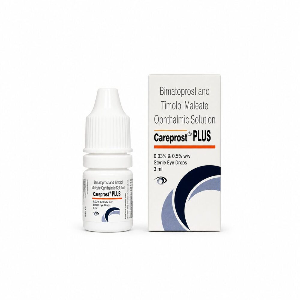 Careprost Plus Eye Drops (3ml) 1 Careprost Plus Eye Drops front box with drop