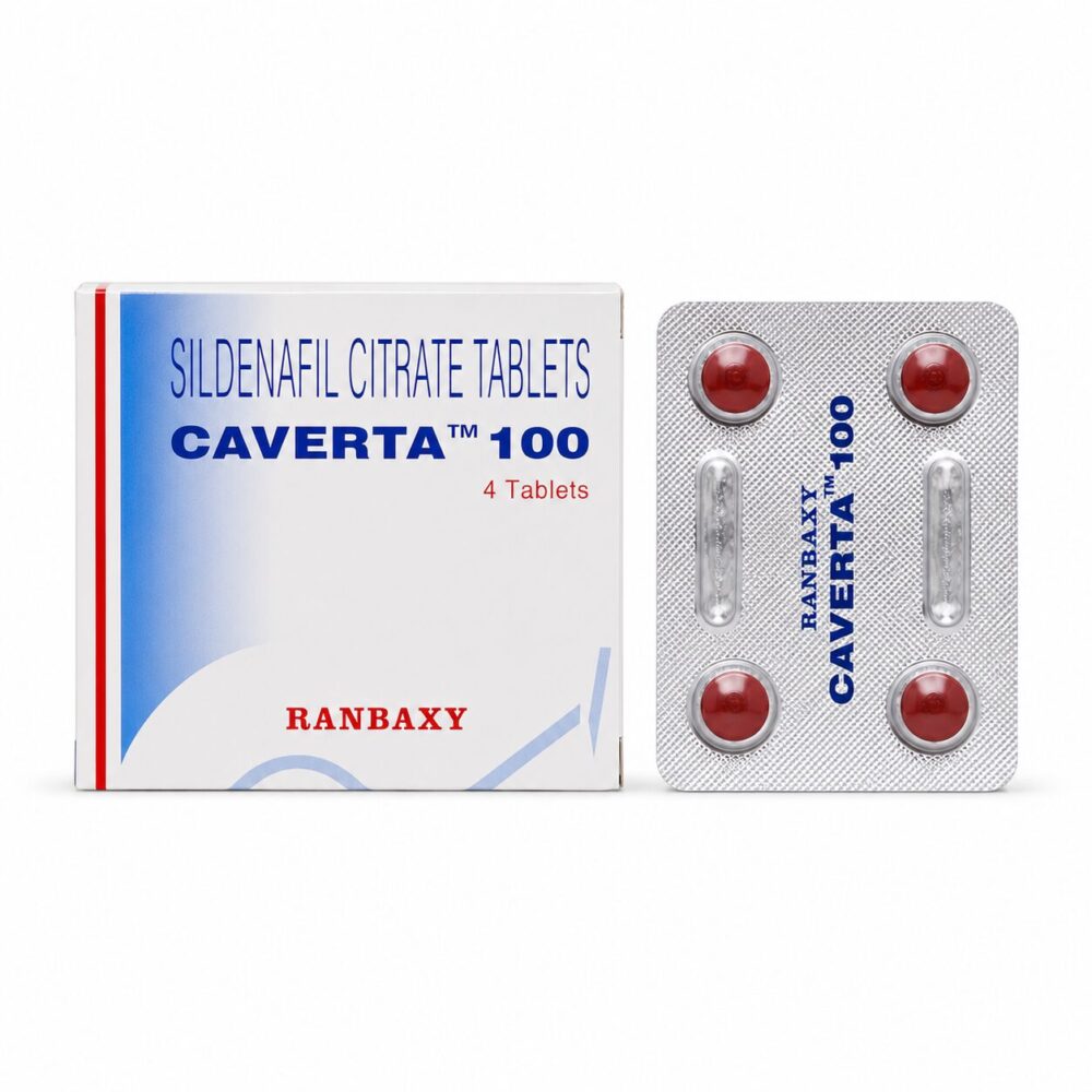 Caverta 100 mg (Sildenafil Citrate Tablets) 4 Caverta 100 mg - Authentic Sildenafil Citrate Tablets for Erectile Health.