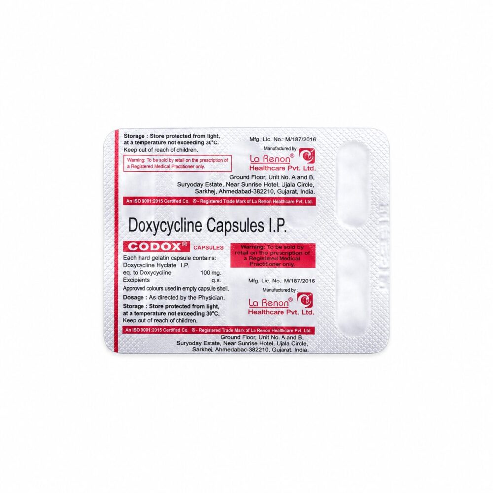 Codox 100 mg (Doxycycline) 2 Codox 100mg ( Doxycycline ) back strip