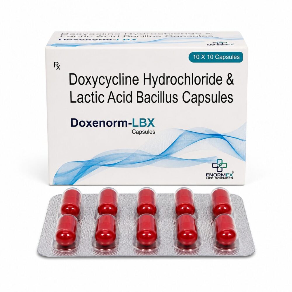 Doxenorm-LBX 100 mg (Doxycycline) 1 Doxenorm-LBX 100 mg ( Doxycycline ) front box with strip