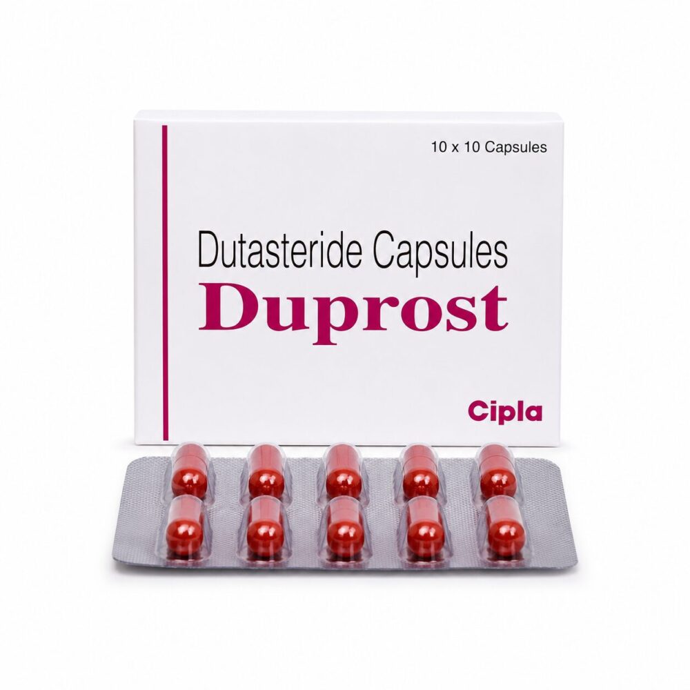 Duprost 0.5 mg (Dutasteride) 1 Duprost 0.5 mg (Dutasteride) front box with strip