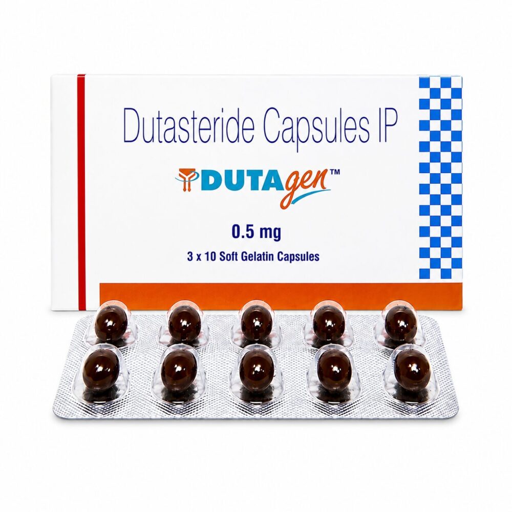 Dutagen 0.5mg (Dutasteride) 1 Dutagen 0.5 mg (Dutasteride) front box with strip