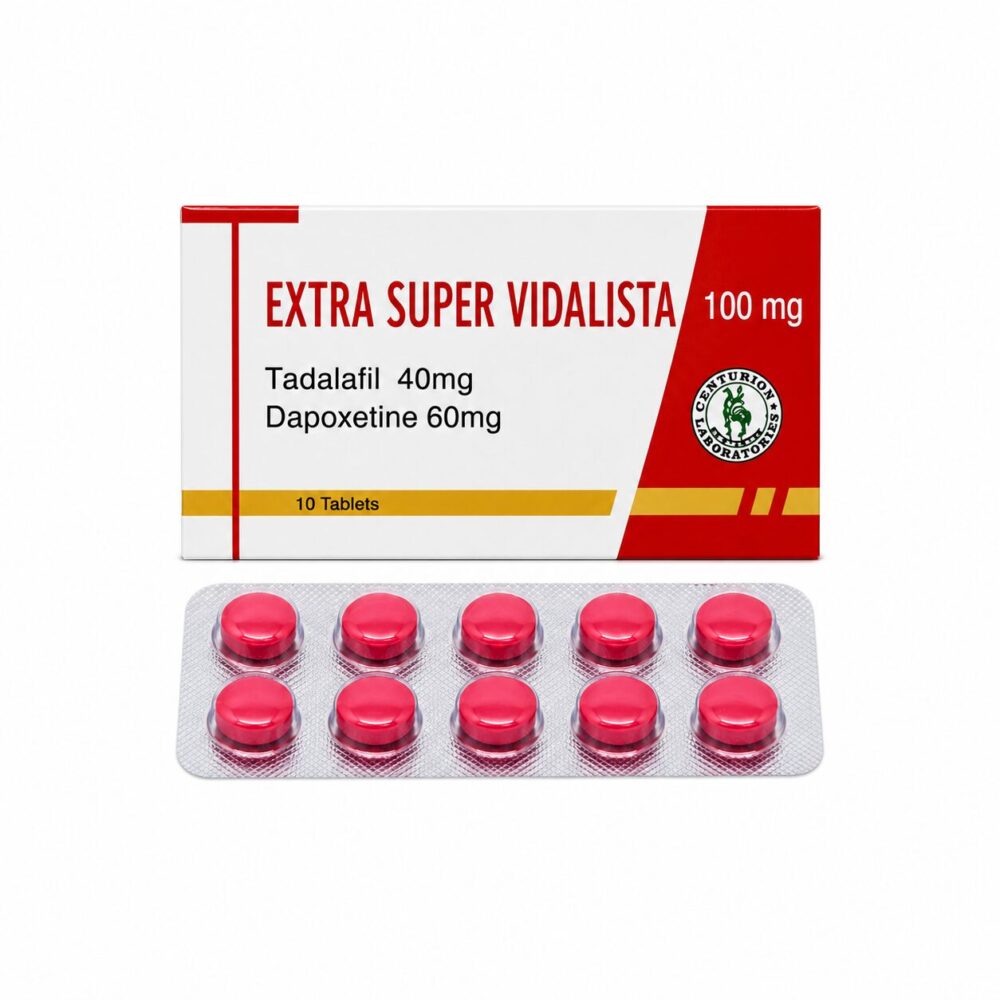 Extra Super Vidalista (Tadalafil + Dapoxetine Tablets) 1 Extra Super Vidalista 100 mg - Authentic Tadalafil and Dapoxetine Combination Tablets.