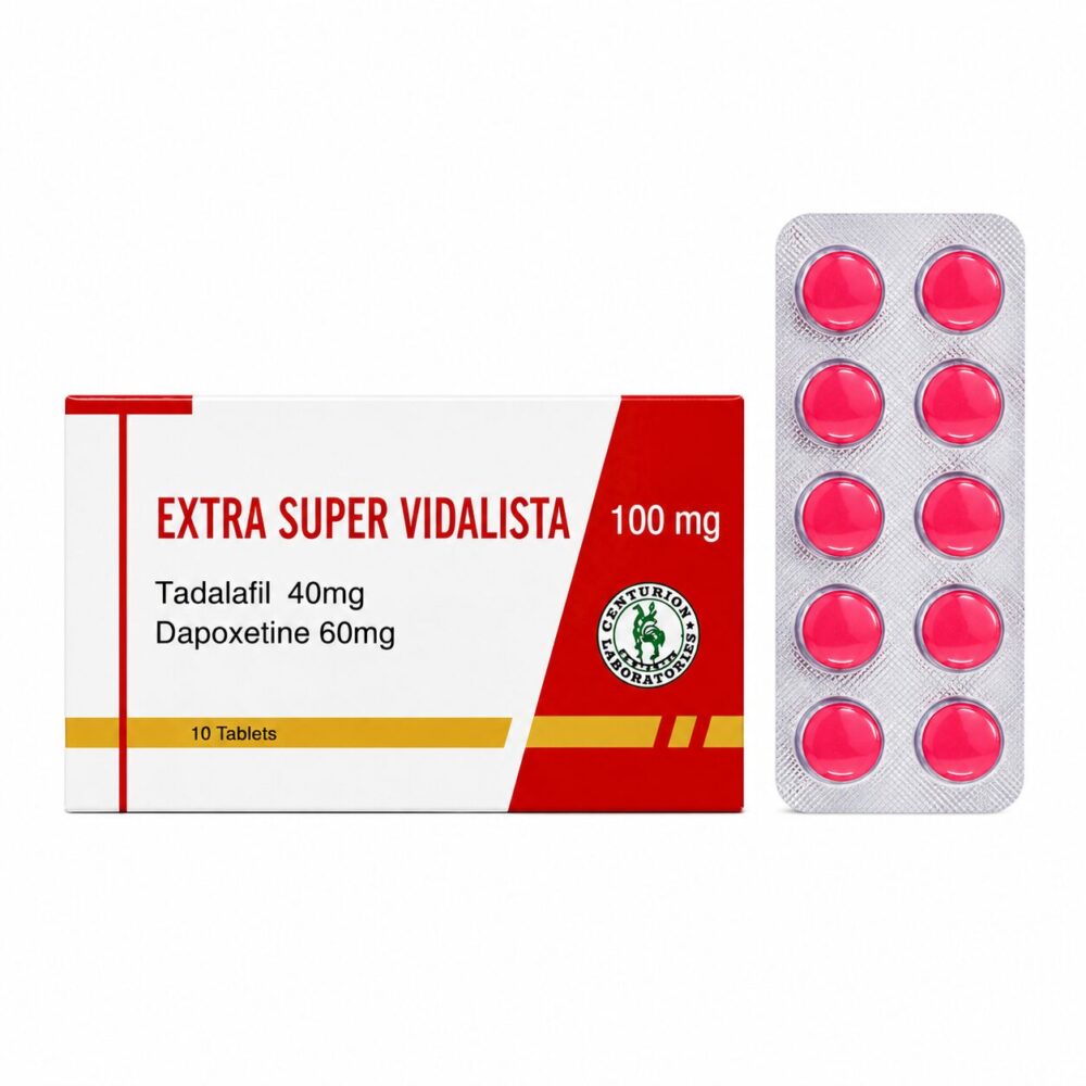 Extra Super Vidalista (Tadalafil + Dapoxetine Tablets) 3 Extra Super Vidalista 100 mg - Authentic Tadalafil and Dapoxetine Combination Tablets.