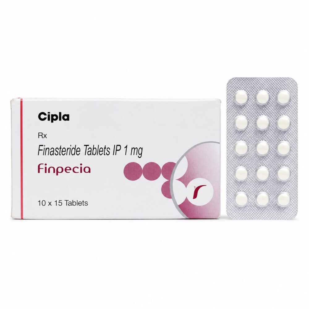 Finpecia 1 mg (Finasteride ) 3 Finpecia 1mg (Finasteride ) front box with vertical strip