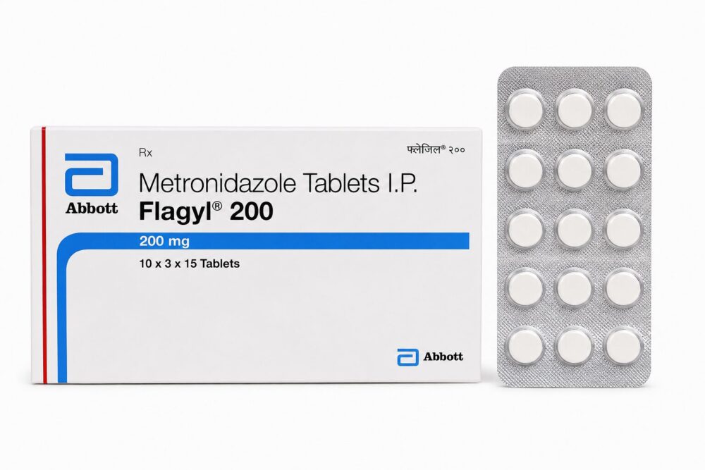 Flagyl 200 mg (Metronidazole) 3 Flagyl 200 mg (metronidazole) front vox with strip