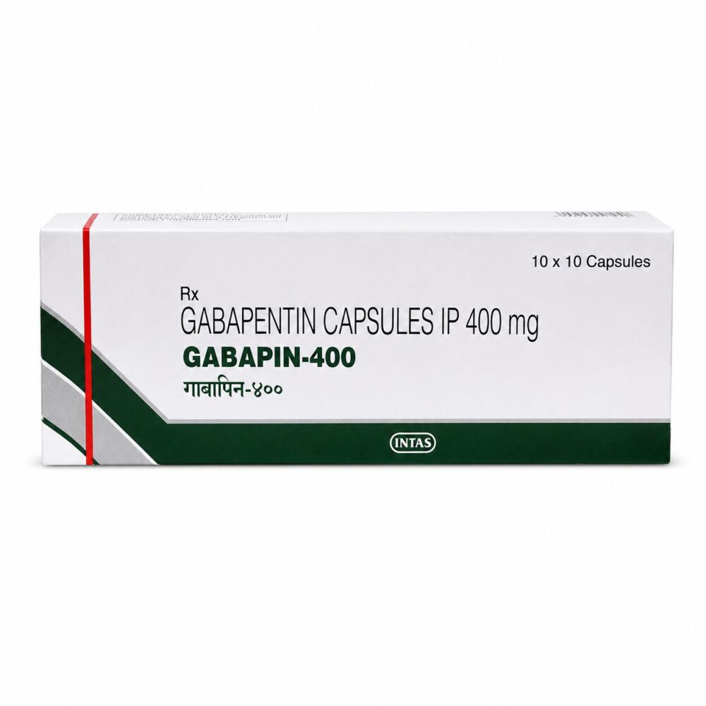 Gabapin 400 mg Capsule (Gabapentin) 1 Gabapin 400 mg Capsule (Gabapentin) front box