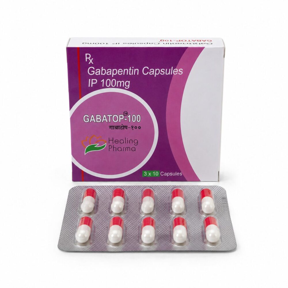 Gabatop 100 mg Capsule (Gabapentin) 1 Gabatop 100 mg Capsule (Gabapentin) front box with strip