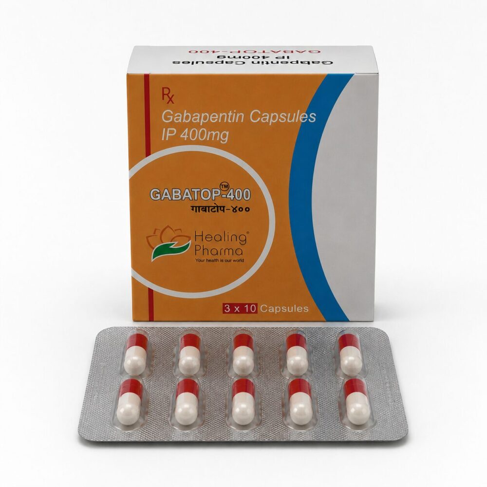 Gabatop 400 mg Capsule (Gabapentin) 1 Gabatop 400 mg Capsule (Gabapentin) front box with strip
