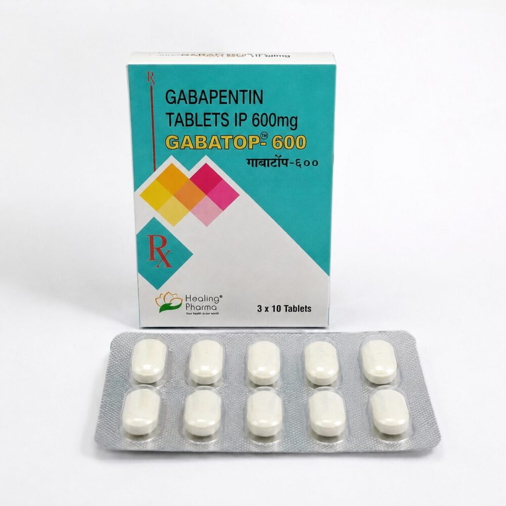Gabatop 600 mg Tablet (Gabapentin) 1 Gabatop 600 mg Tablet (Gabapentin) front box with strip