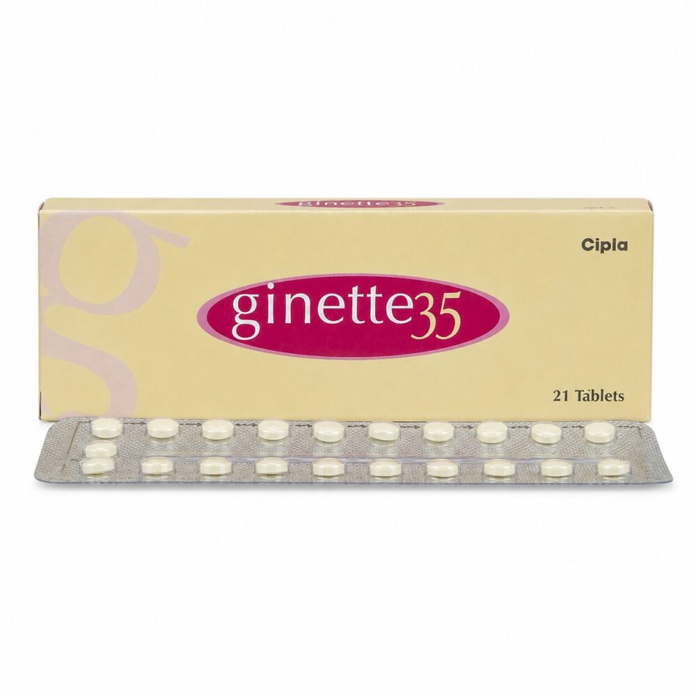 Ginette 35 (Cyproterone/Ethinyl Estradiol) 1 Ginette 35 (Cyproterone/Ethinyl Estradiol) front box with strip