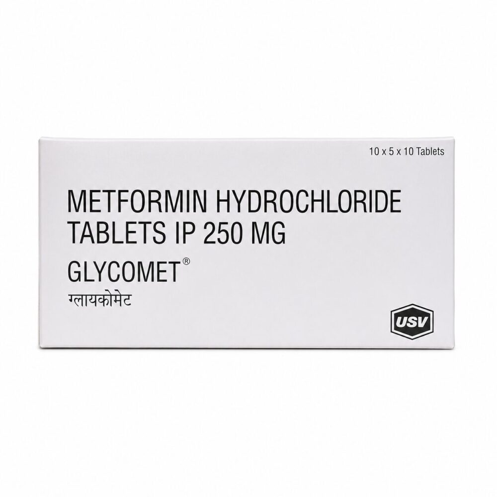 Glycomet 250 mg (Metformin) 2 Glycomet 250 mg (Metformin) front box