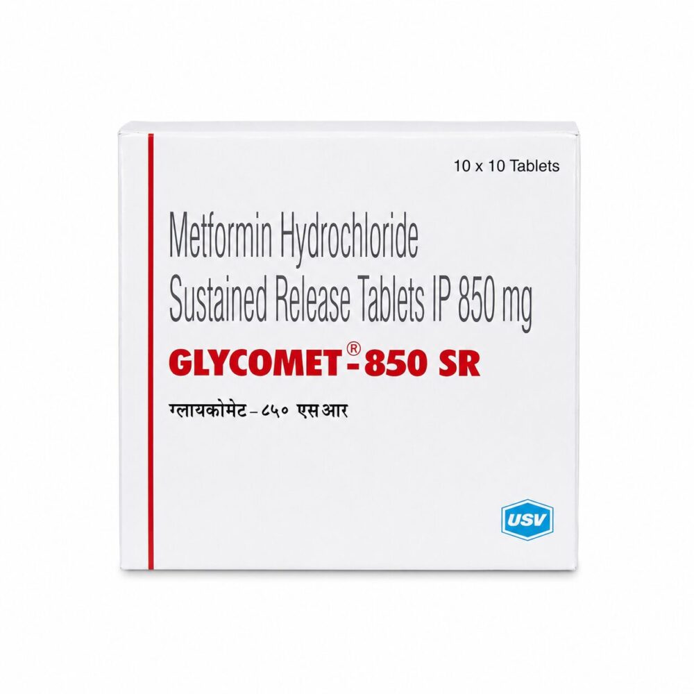 Glycomet SR 850 mg (Metformin) 1 Glycomet SR 850 mg (Metformin) front box