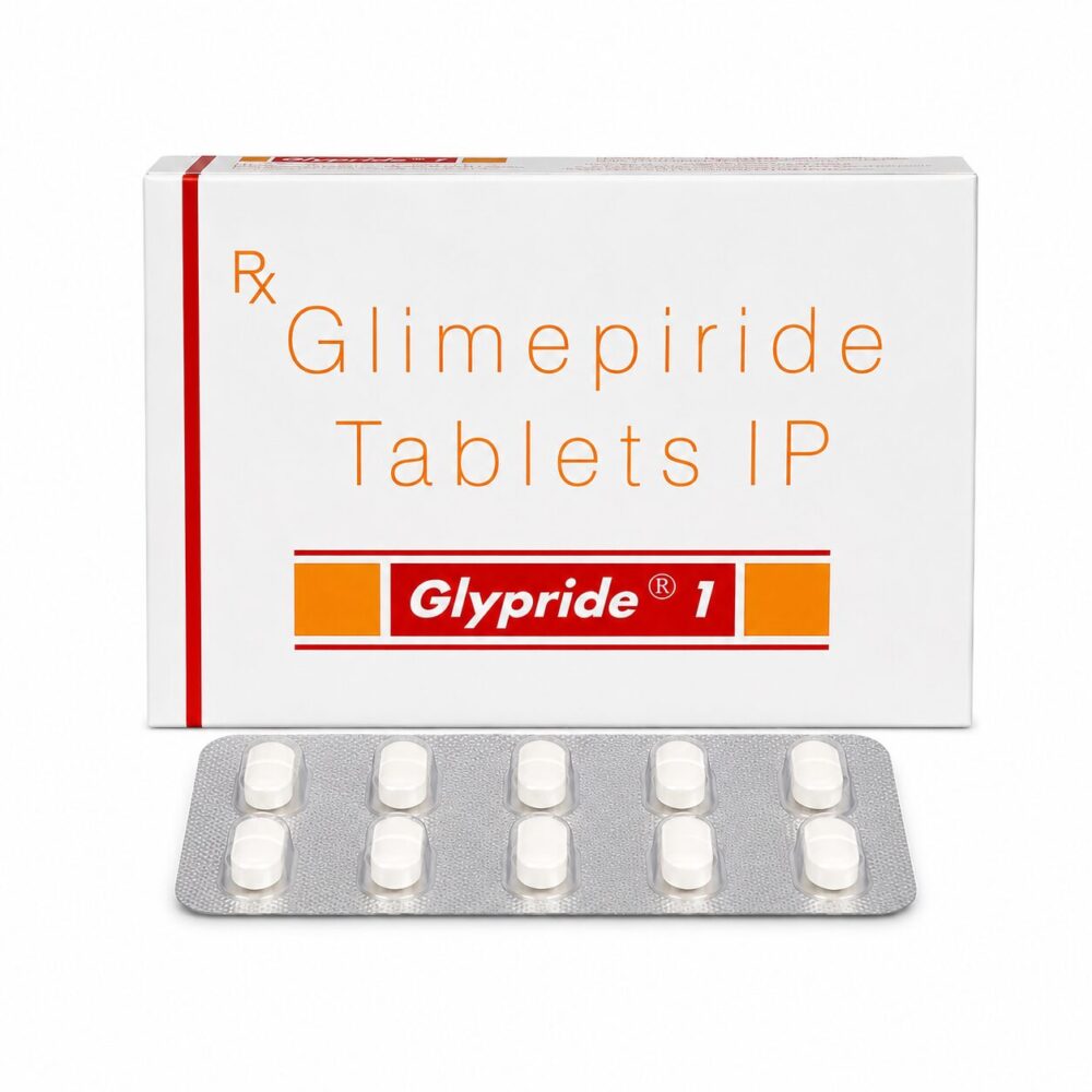 Glypride 1 mg (Glimepiride) 1 Glypride 1 mg (Glimepiride) front box with strip