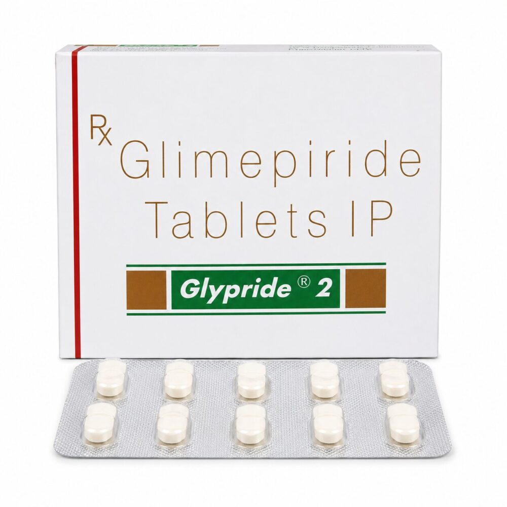 Glypride 2 mg (Glimepiride) 1 Glypride 2 mg (Glimepiride) front box with strip
