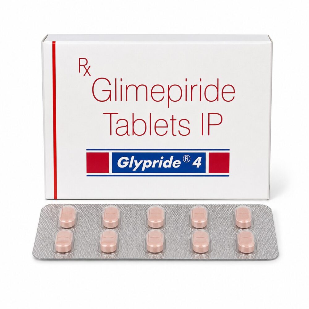 Glypride 4 mg (Glimepiride) 1 Glypride 4 mg (Glimepiride) front box with strip