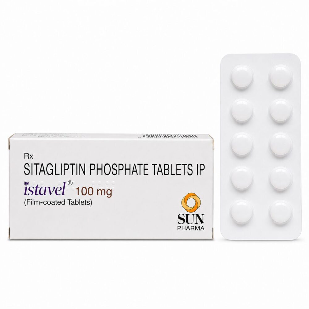 Istavel 25 mg (Sitagliptin) 3 Istavel 25 mg (Sitagliptin) front box with vertical strip