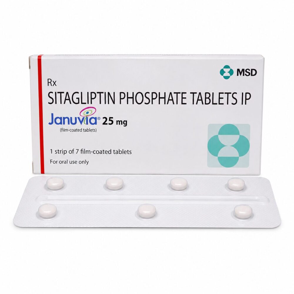 Januvia 25 mg (Sitagliptin) 1 Januvia 25 mg (Sitagliptin) front box with strip
