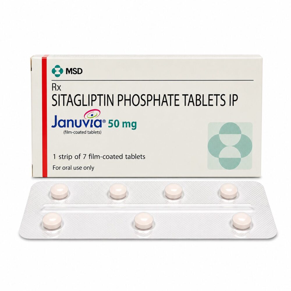 Januvia 50 mg (Sitagliptin) 1 Januvia 50 mg (Sitagliptin) front box with strip