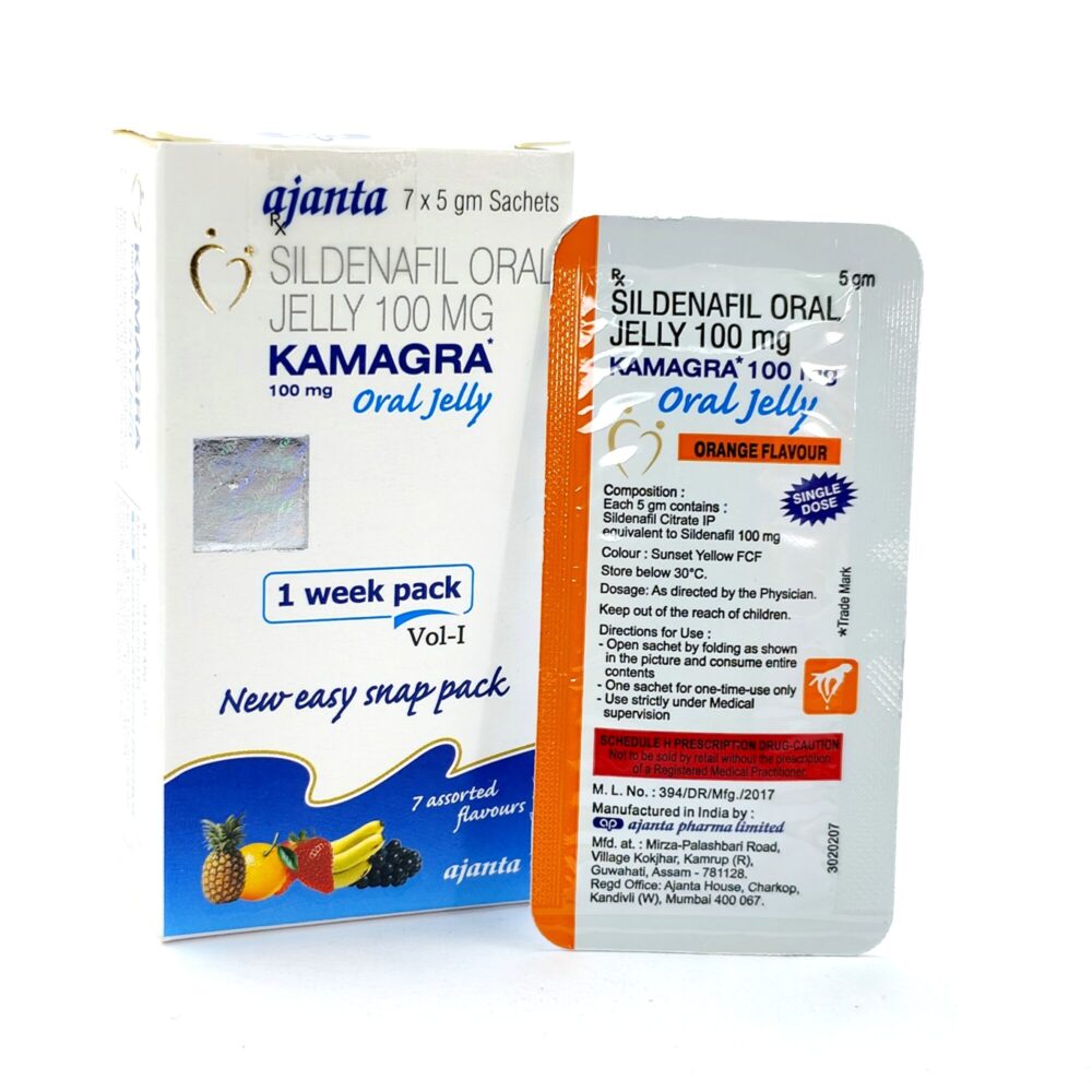 Kamagra Oral Jelly 100 mg (Sildenafil Citrate Oral Jelly) 1 Kamagra Oral Jelly 100 mg - Authentic Sildenafil Citrate Jellies for Fast Absorption.