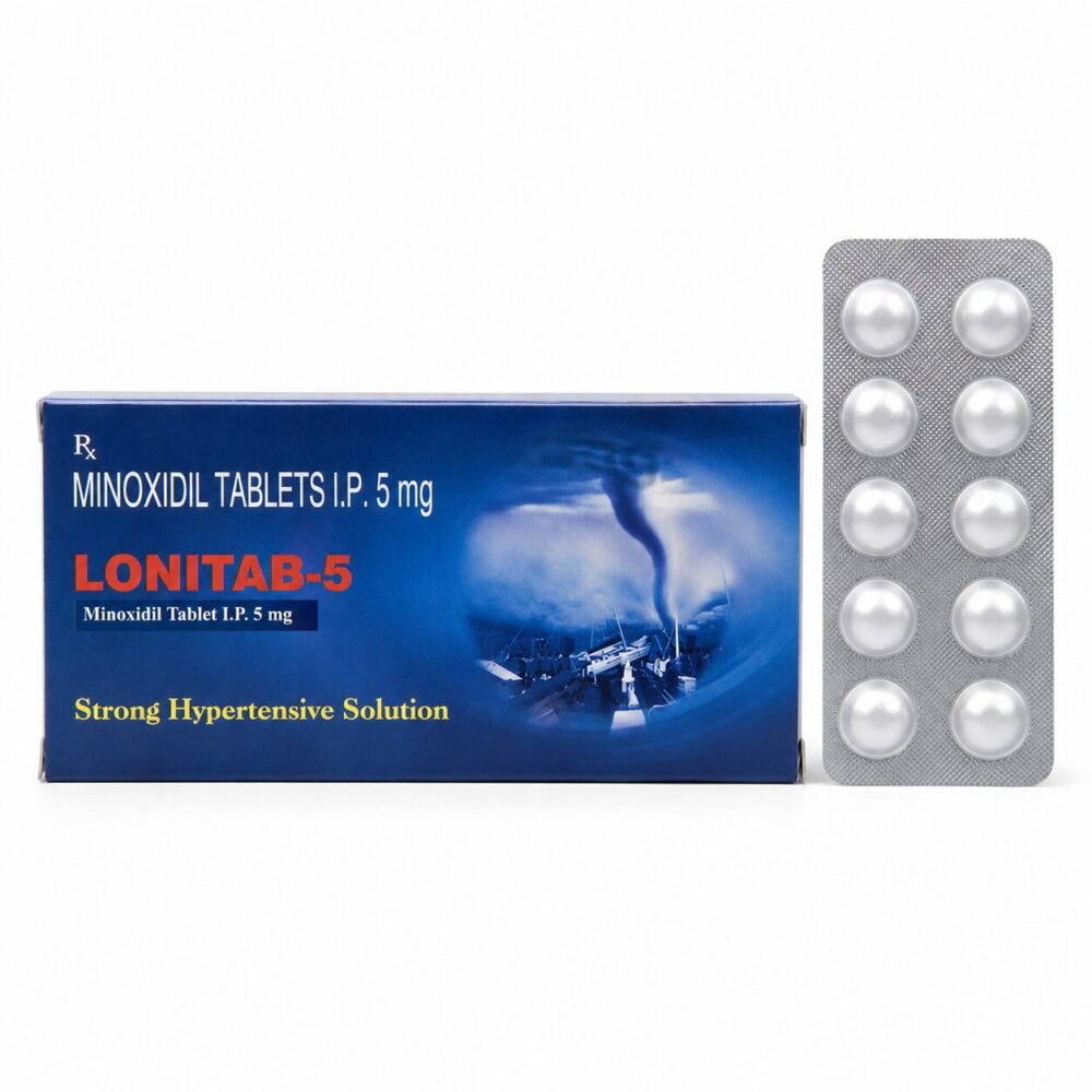 Lonitab-5 (Minoxidil) 3 Lonitab-5 (Minoxidil) front box with vertical strip