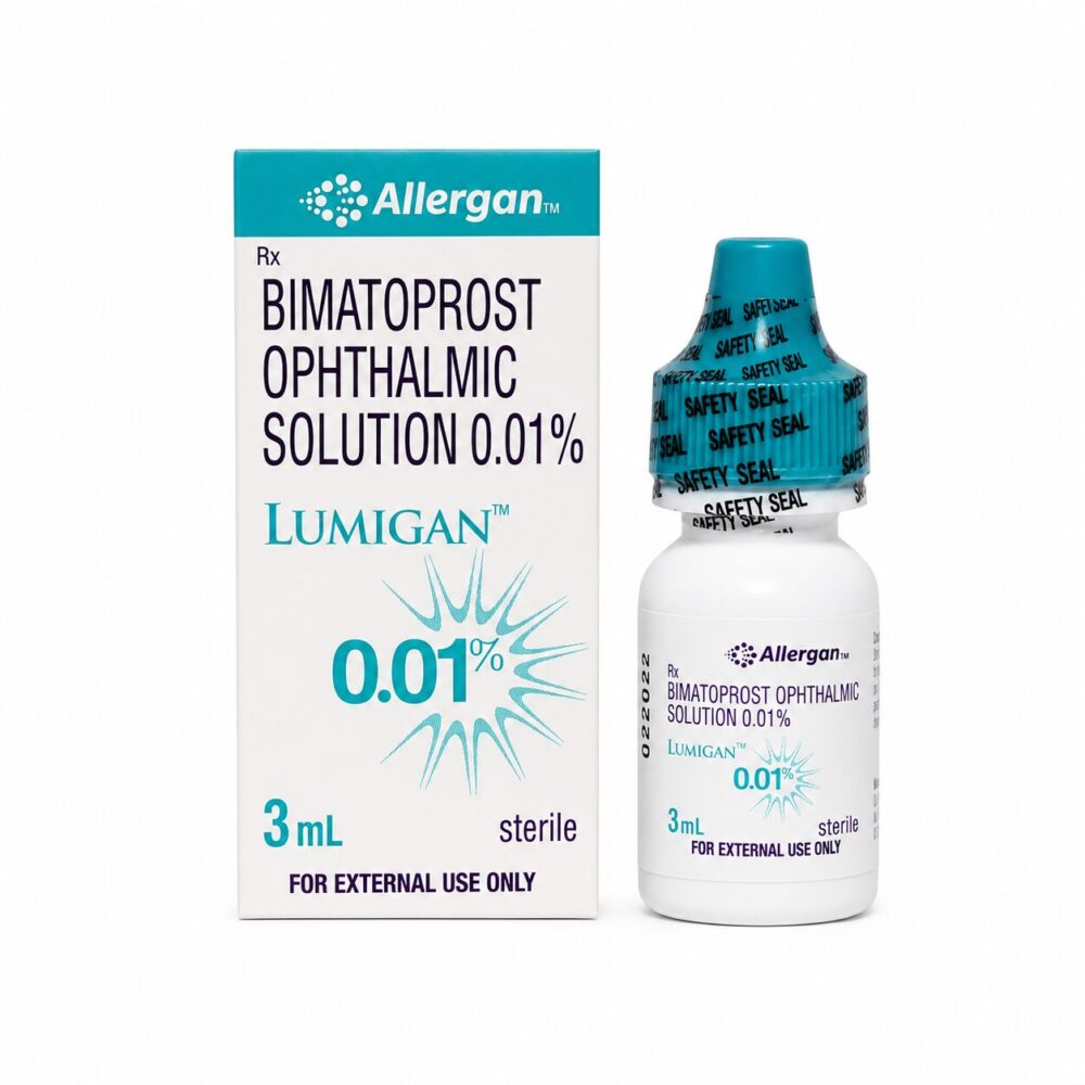 Lumigan Eye Drops 0.01% (3ml) 1 Lumigan Eye Drops 0.01% (3ml) front box with strip