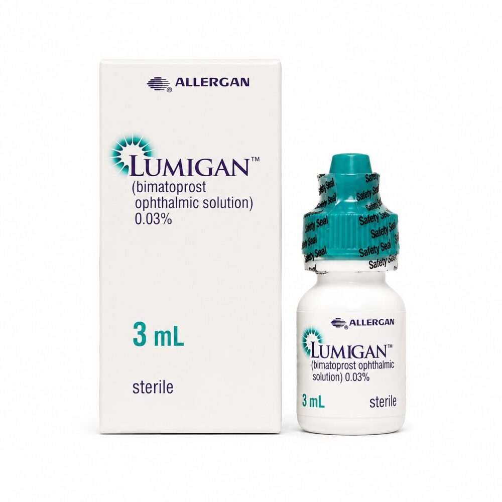 Lumigan Eye Drops 0.03% (3ml) 1 Lumigan Eye Drops 0.03% (3ml) front box with drop