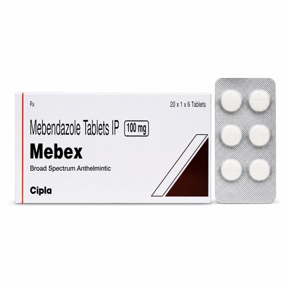 Mebex 100 mg (Mebendazole) 3 Mebentel 100 mg - Authentic Mebendazole Tablets for Intestinal Worm Treatment.