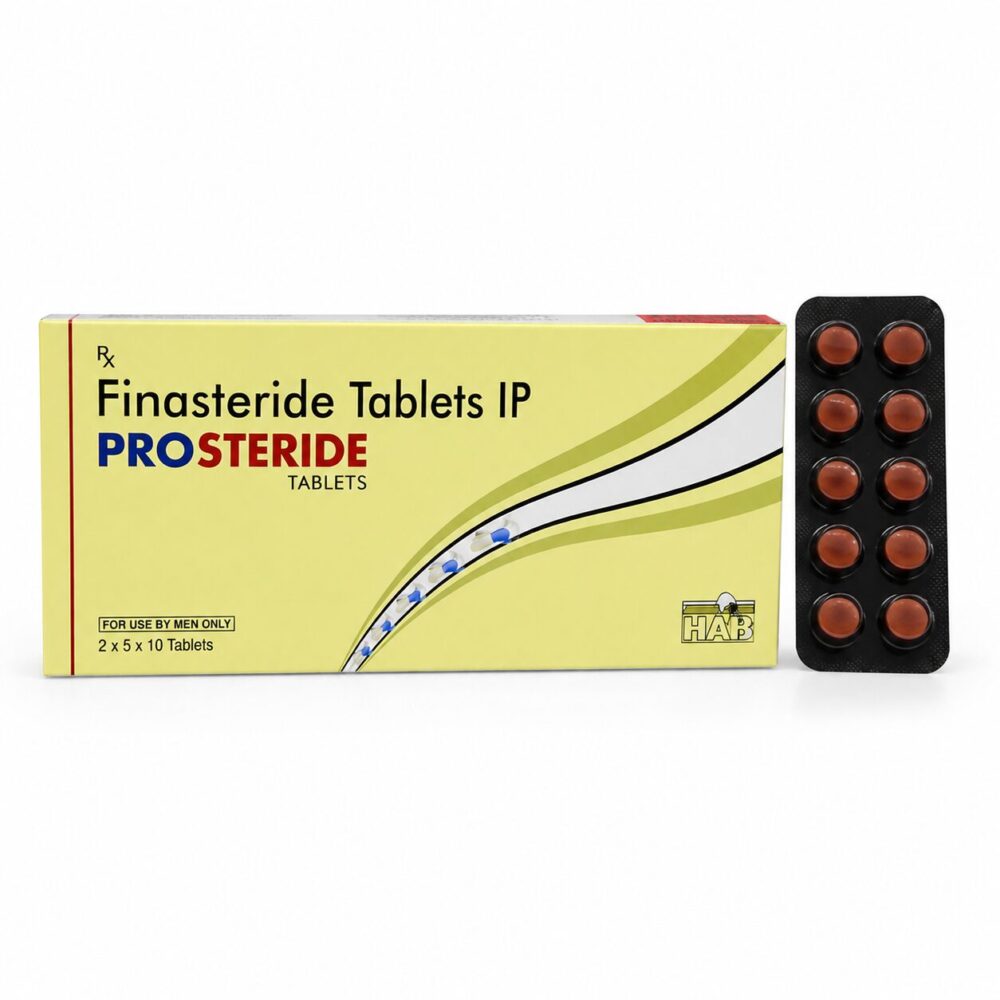 Prosteride 5 mg (Finasteride) 3 Prosteride 5mg (Finasteride) front box with verticalstrip