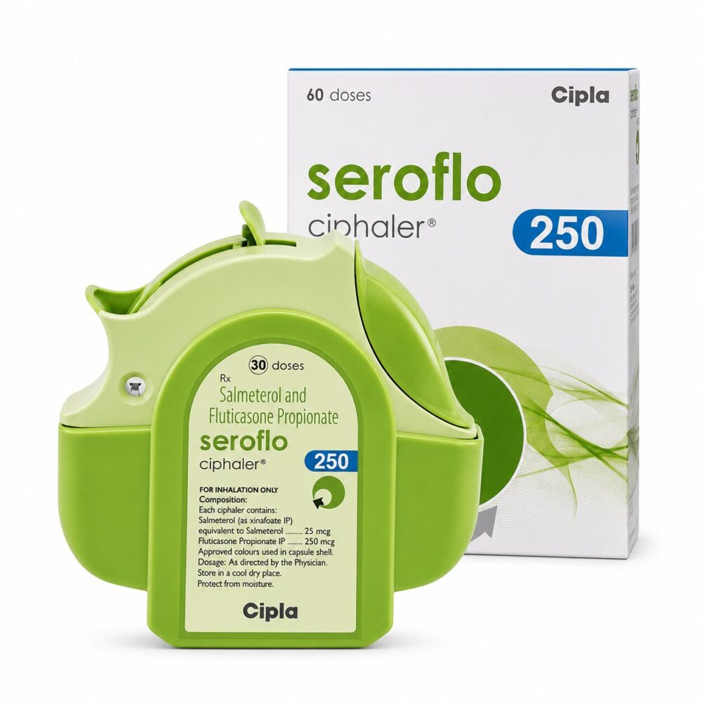 Seroflo 250/50 mcg Multihaler (Fluticasone/Salmeterol) 1 Seroflo 250/50 mcg Multihaler (Fluticasone/Salmeterol) front box with multihaler