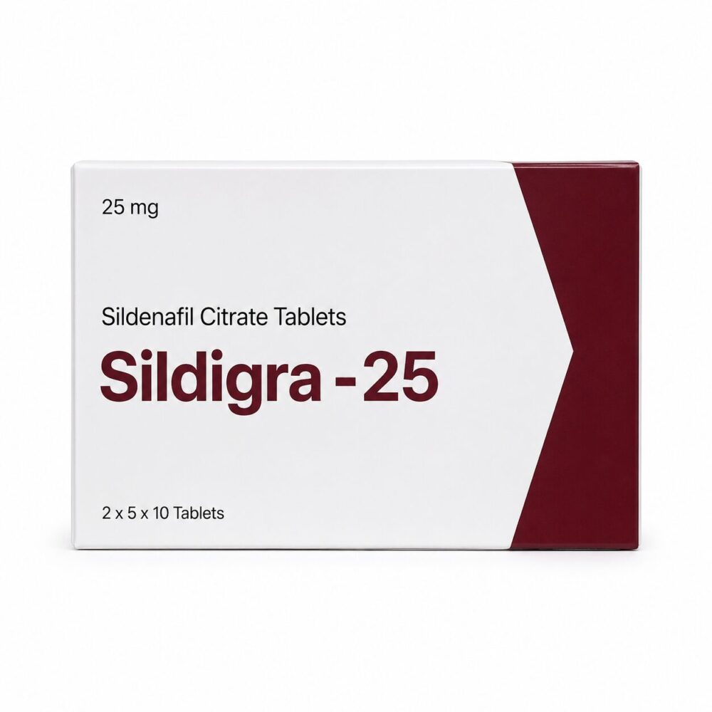 Sildigra 25 mg (Sildenafil Citrate) 2 Sildigra 25 mg - Authentic Sildenafil Citrate Tablets for Targeted Erectile Health.