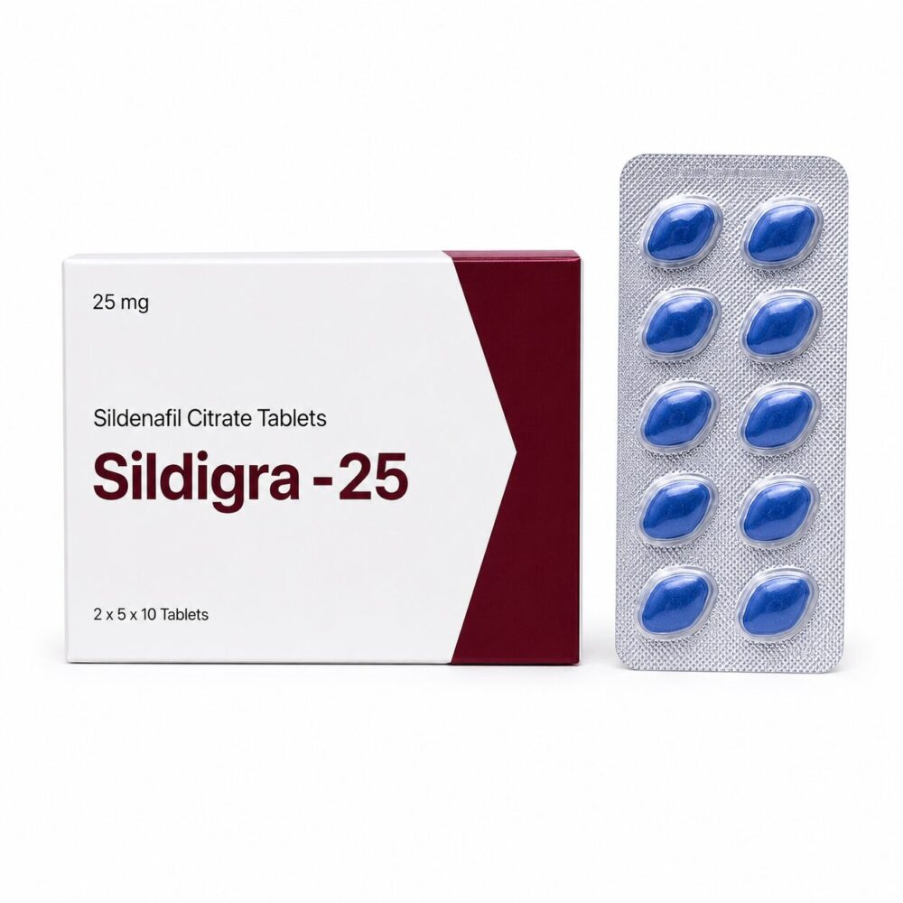 Sildigra 25 mg (Sildenafil Citrate) 3 Sildigra 25 mg - Authentic Sildenafil Citrate Tablets for Targeted Erectile Health.