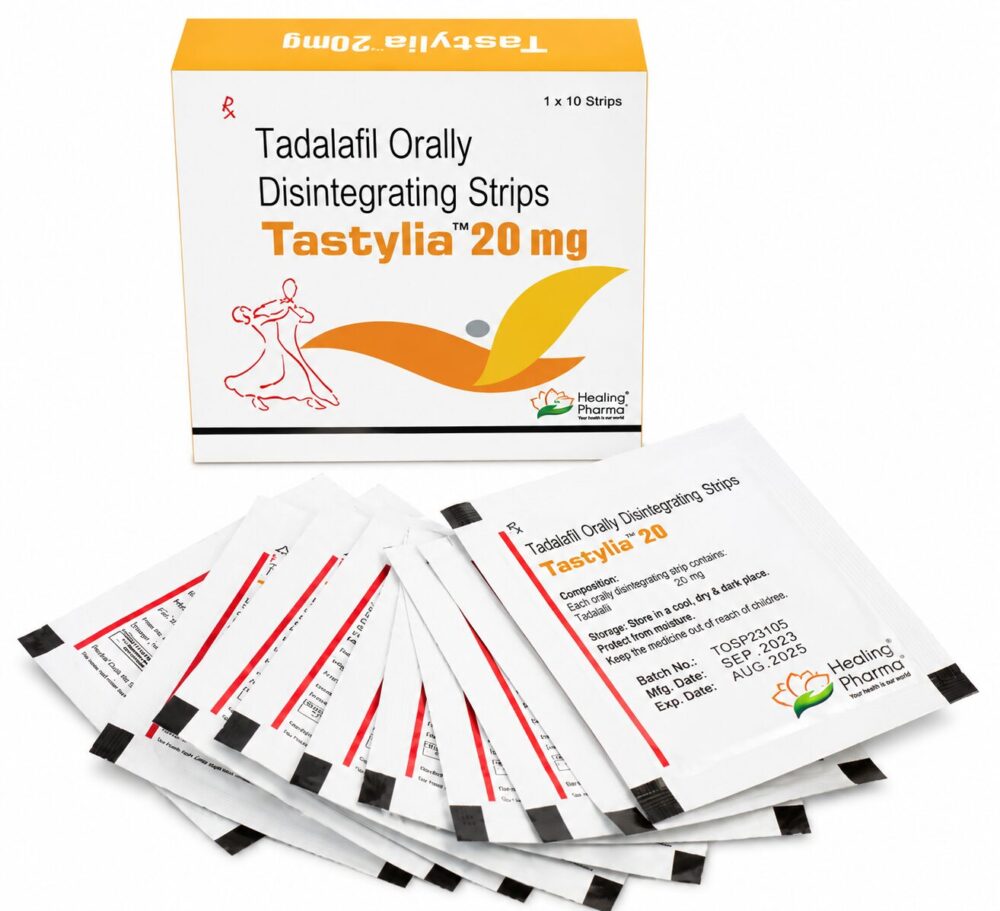 Tastylia Strip 20 mg (Tadalafil Oral Strip) 4 Tastylia strip 20 mg - Authentic Tadalafil Orally Disintegrating Strips.