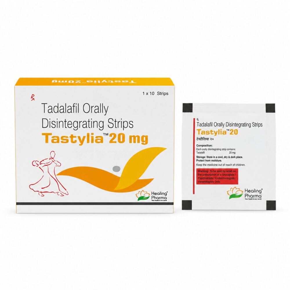 Tastylia Strip 20 mg (Tadalafil Oral Strip) 1 Tastylia strip 20 mg - Authentic Tadalafil Orally Disintegrating Strips.